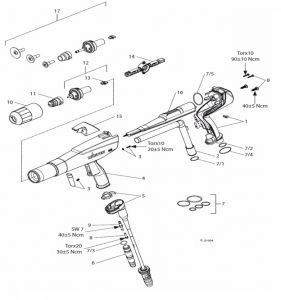 Рукоятка пистолета(нижняя часть) с кабелем, PEM-X1 ET 15m; 49.21ft